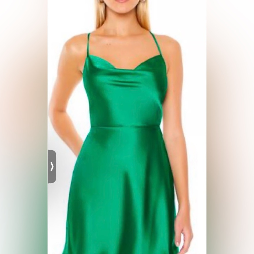 H&M Green Satin Slip Mini Dress
